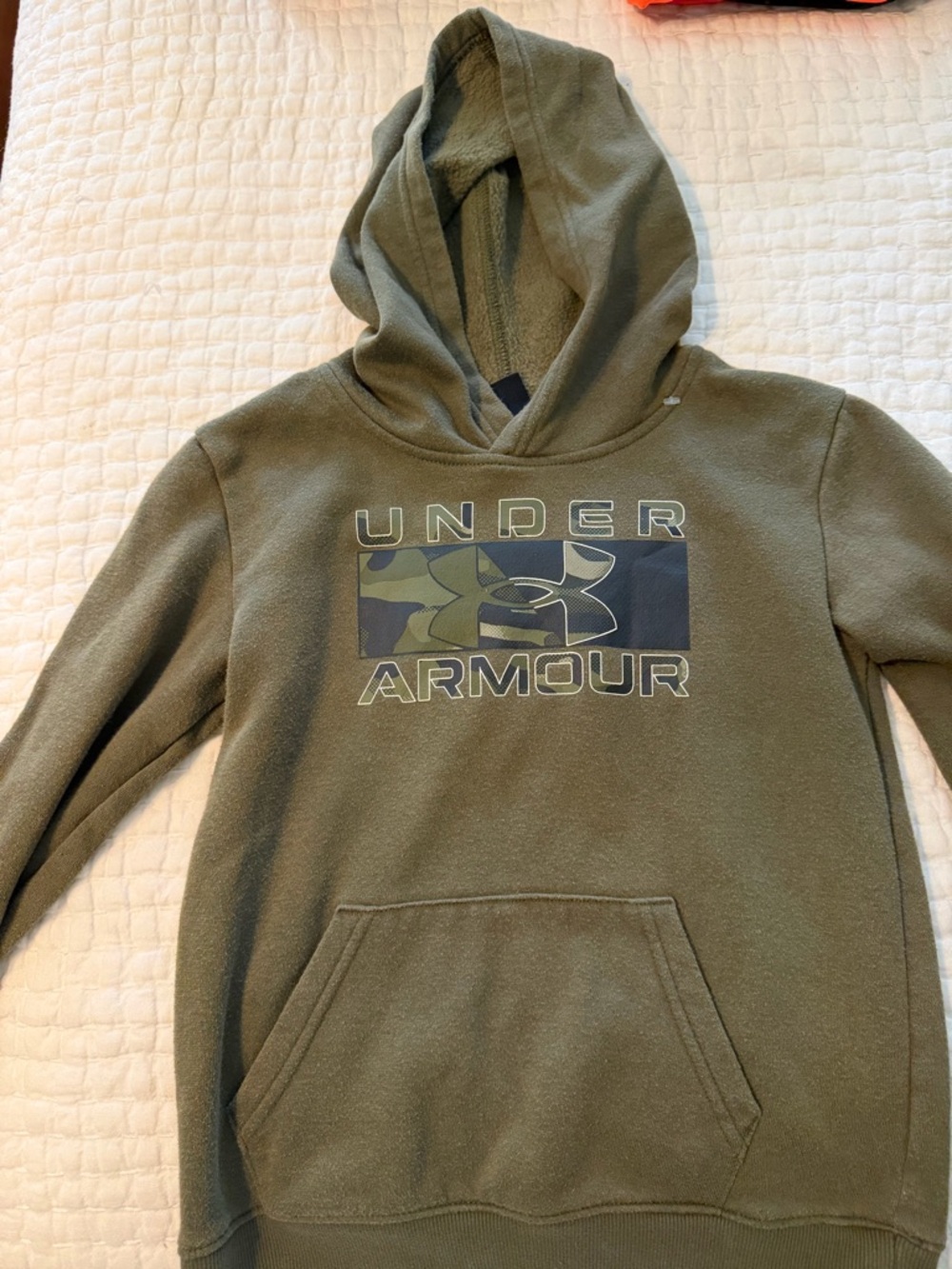 Boys Under Armour Olive Green Camo Logo Hoodie